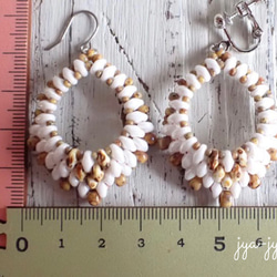 beads earrings ＊ White brown 3枚目の画像