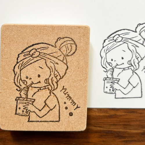 炭酸ジュースと女の子のはんこ☆消しゴムはんこ はんこ・スタンプ