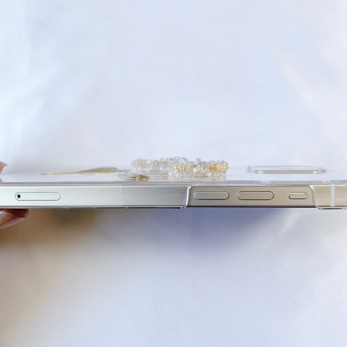 iPhoneケース 金箔クリアフラワー iPhone13 iPhone12 iPhone11