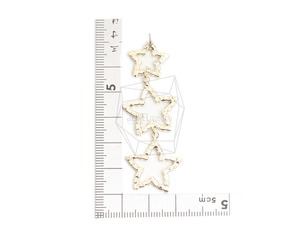 ERG-2144-G【2個入り】トリプルスターピアス,Triple Star Earrings/21mm x 60mm 5枚目の画像