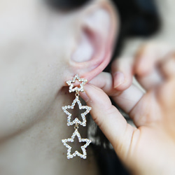 ERG-2144-G【2個入り】トリプルスターピアス,Triple Star Earrings/21mm x 60mm 6枚目の画像