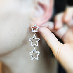 ERG-2144-R【2個入り】トリプルスターピアス,Triple Star Earrings/21mm x 60mm 6枚目の画像