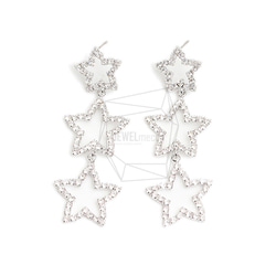 ERG-2144-R【2個入り】トリプルスターピアス,Triple Star Earrings/21mm x 60mm 1枚目の画像