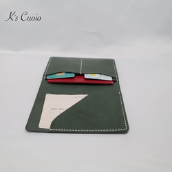 ヌメ革 パスポートケース TypeII（グリーン色）【送料無料】 6枚目の画像