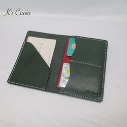 ヌメ革 パスポートケース TypeII（グリーン色）【送料無料】 3枚目の画像