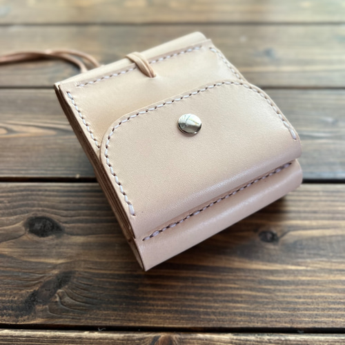 ヌメ革/手縫い コンチョ・チョーキング 3つ折りウォレット02】 三