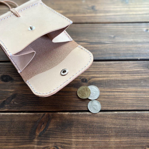 ヌメ革/手縫い コンチョ・チョーキング 3つ折りウォレット02】 三