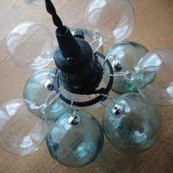 浮き雲ラムネ×クリア9★ヴィンテージガラスボールペンダントランプ　バブルガラスシャボン玉ランプ 7枚目の画像