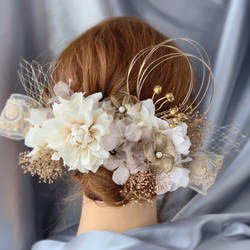 1番人気】白金✖️刺繍リボンの髪飾り 成人式 前撮り 結婚式 色打掛 