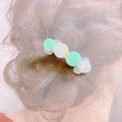 ヘアアクセサリー　ヘアクリップ　バレッタ　ヘアアクセ　フラワー　花　爽やか　大人可愛い　お呼ばれ　結婚式　アクセサリー　 4枚目の画像