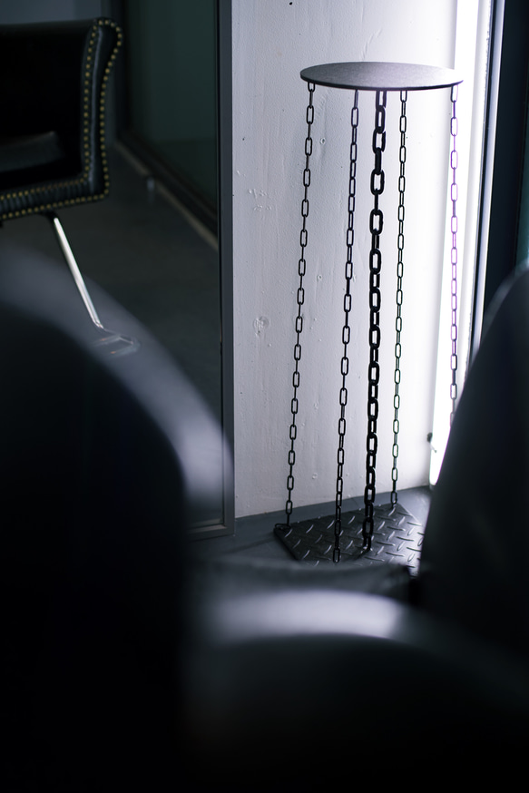 【セミオーダー可】アイアンテーブル　スタンドテーブル　サイドテーブル　チェーン　レッグ　鉄製　アイアン家具　 2枚目の画像