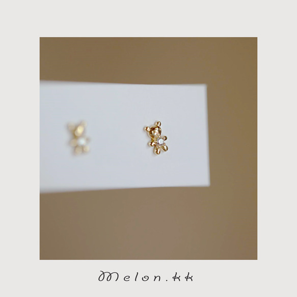 一耳耳環 小熊情侶一耳 小皮飾品 通勤 14k 防過敏 SV925-Melonkk 第5張的照片