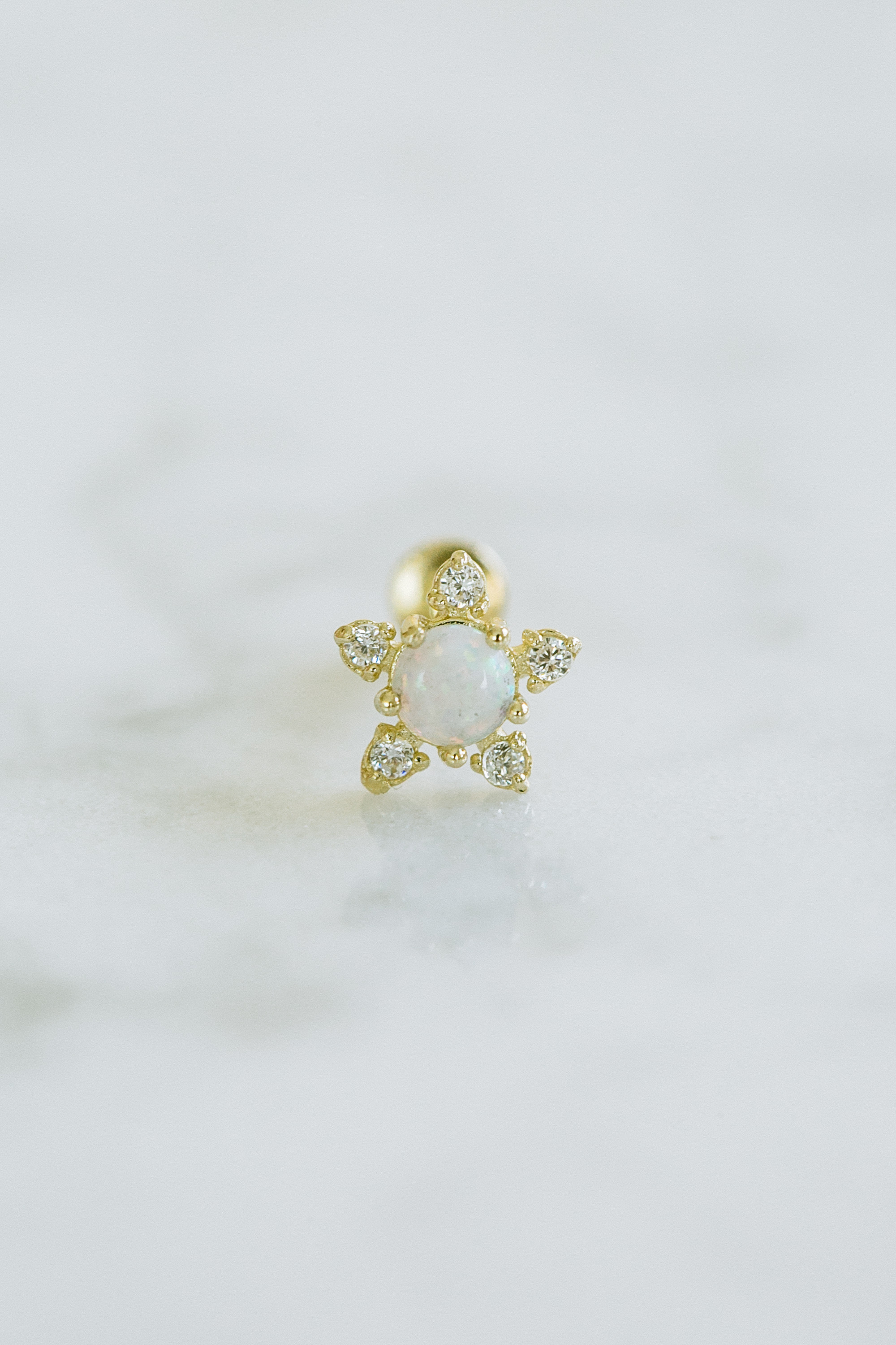 14K金 ゴールド Cz ヘリックス 軟骨 アンチトラガス アウター インナーコンク イヤリング ピアス ラブレット