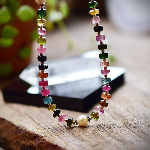 カラフル☆真珠パール トルマリンネックレス613 ネックレス