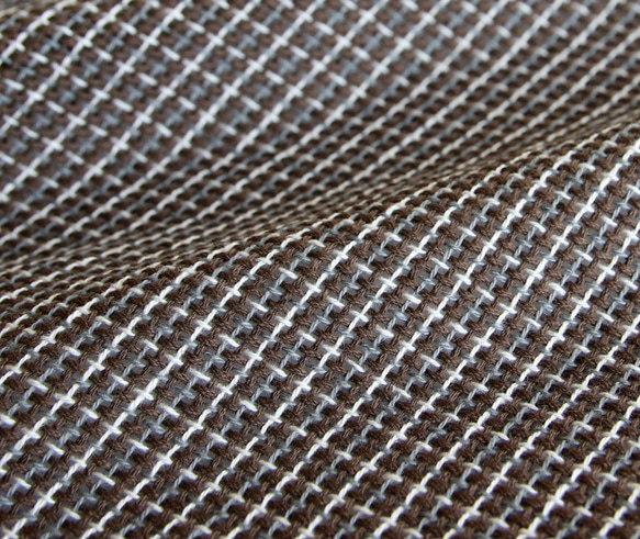 手織りコットン100%チクチクしないオールシーズンストール ブラウン x ブルーグレー x ライトグレー 4枚目の画像