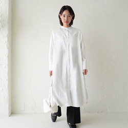 Morino Gakko Infinite ways to dress! 帶領襯衫長連衣裙，也可以作為外罩穿 [白色] Shir 第12張的照片