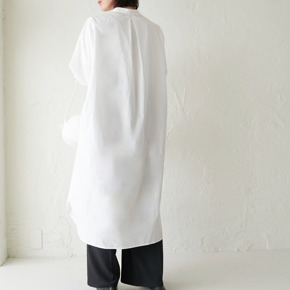 Morino Gakko Infinite ways to dress! 帶領襯衫長連衣裙，也可以作為外罩穿 [白色] Shir 第14張的照片