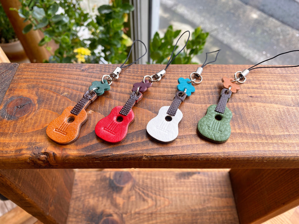 ウクレレ♪ストラップ 本革 携帯ストラップ きくわん舎 通販