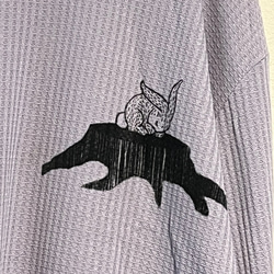 ウサギ柄　レディースワッフルパジャマ上下セット 4枚目の画像