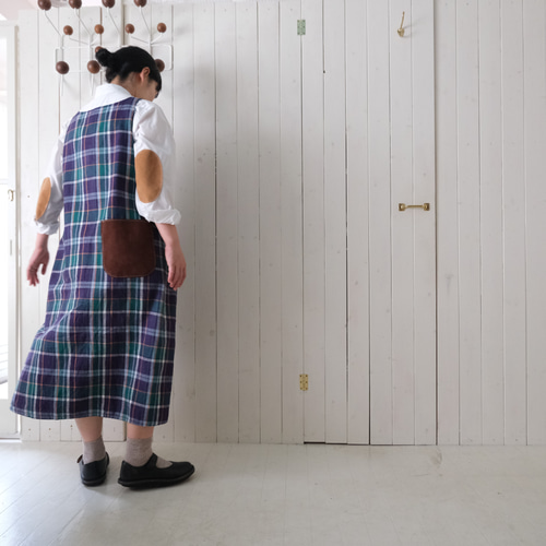 ハンドメイド　リネンワンピース　ネイビー すぐのお届け♪】Sサイズ コットンリネン ワンピース navy