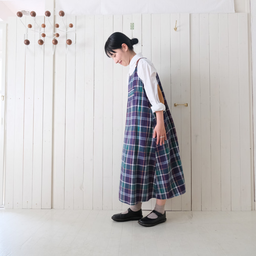 すぐのお届け♪】Sサイズ コットンリネン ワンピース navy