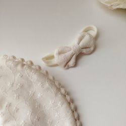 baby headband　✴︎レース刺繍（生成り）　ヘアバンド　新生児・ベビー・キッズ用 4枚目の画像