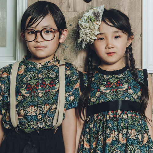 Boys モリスで着飾るスタンドカラーシャツ/総柄/ウィリアムモリス