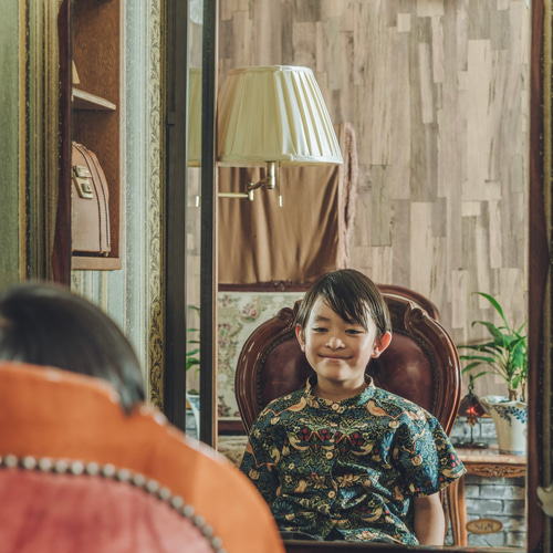 Boys モリスで着飾るスタンドカラーシャツ/総柄/ウィリアムモリス