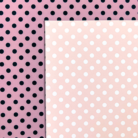 水玉　ピンク×あずきピンク　デザインペーパー　A4 2枚目の画像