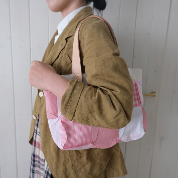 patchwork tote pink cotton 第5張的照片