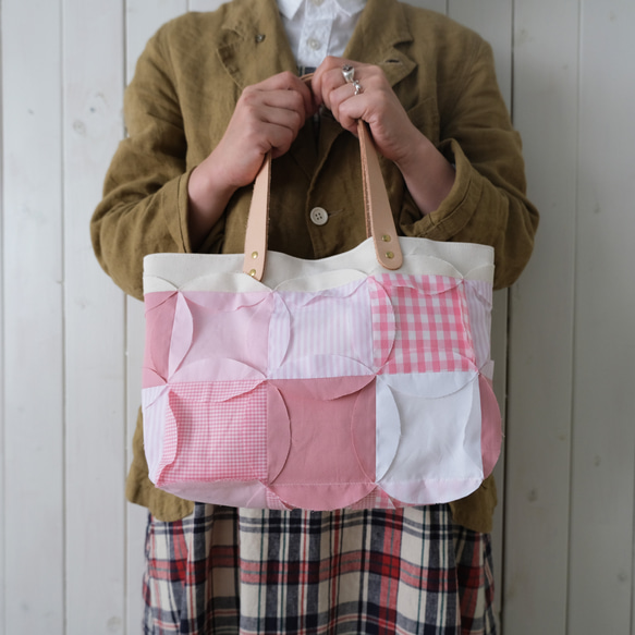 patchwork tote pink cotton 第3張的照片