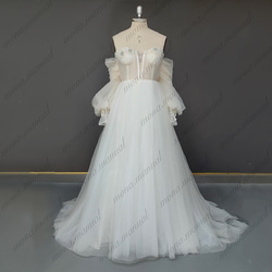 ヴィンテージ袖付きドレス ウェディングドレス 二次会 結婚式ドレス 450 4枚目の画像