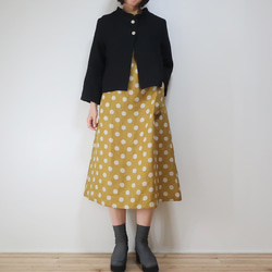 顯瘦修身寬鬆❣️瓶頸連衣裙（送/黃點花紋亞麻） 第13張的照片