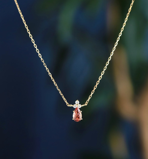 K18 帝王托帕石和鑽石項鍊 ~Ello Lilas~ 十一月生日石 第5張的照片