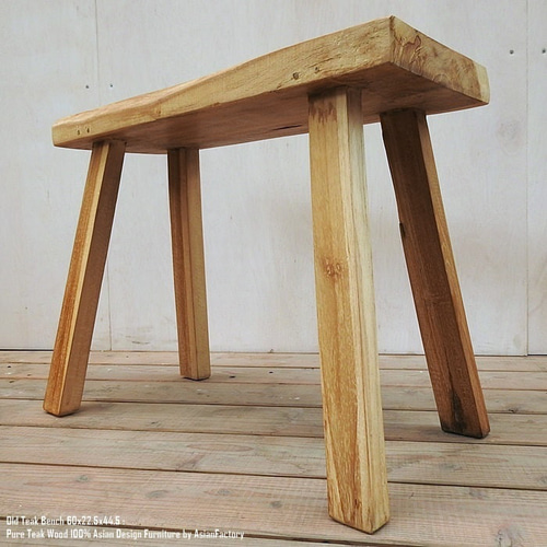 一点物 オールドチークベンチ 60cm 総無垢材 スツール 屋外 ウッド