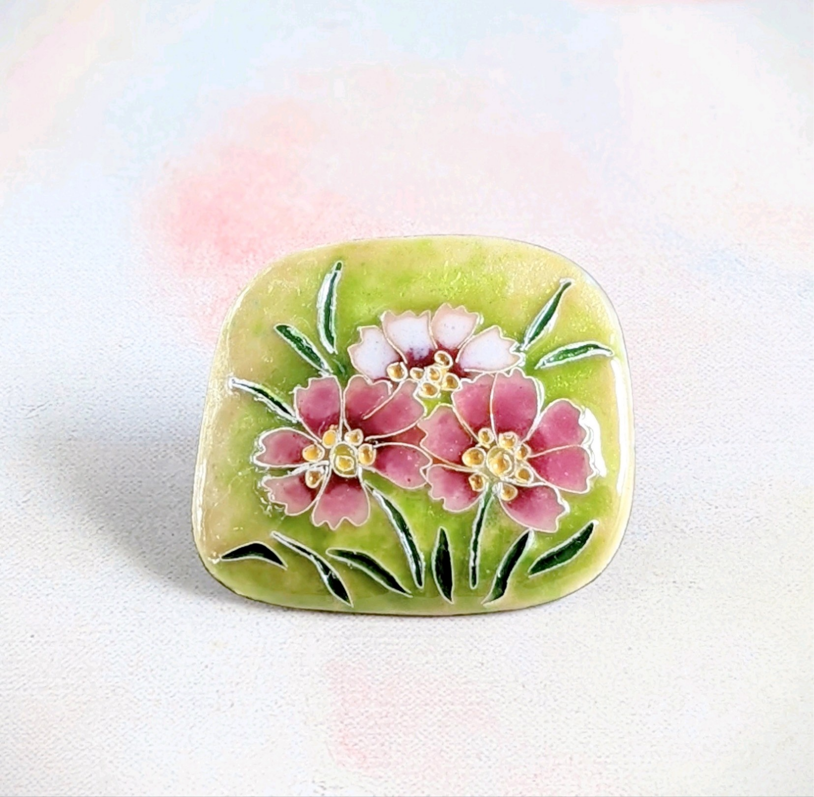 《特集掲載》一点限定｜秋桜｜コスモスの花【有線・銀張七宝、ブローチ】81