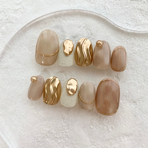 ﾈｲﾙﾁｯﾌﾟ】no.12 ニュアンスネイル/淡色ネイル/ベージュネイル/ブラウン