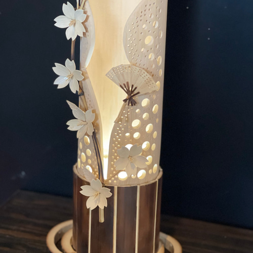 竹灯籠 〜美竹桜A〜 和風 照明 竹 木材・板 小利造 通販 14474910