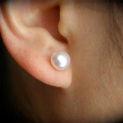 淡水パール　直結式ピアス ホワイト 2枚目の画像