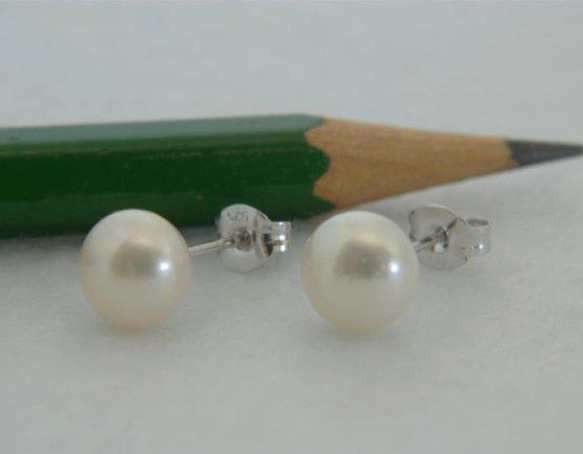淡水パール　直結式ピアス ホワイト 4枚目の画像