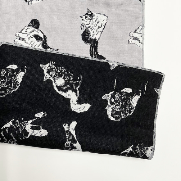三重織 猫柄 フェイスタオル 11枚目の画像
