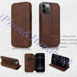 超薄型フリップ磁気カード携帯電話レザー ケース iPhone13/12Pro/XR/SE3/XS 2枚目の画像