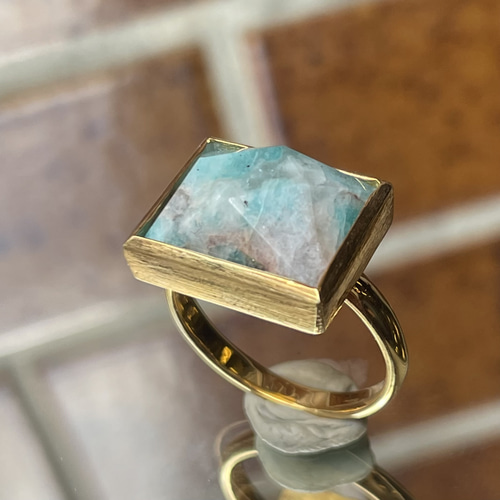 アマゾナイトインクォーツ LSQカット シルバーSV925リング 指輪