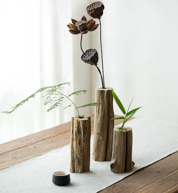 古典 受注生産 木工 ギフト 無垢材 インテリア 職人手作り木製花瓶 花瓶・フラワースタンド