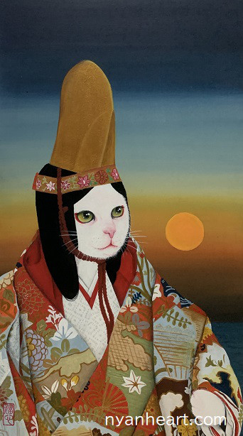 チーター　額付　猫　原画 チーター 額付 猫 原画