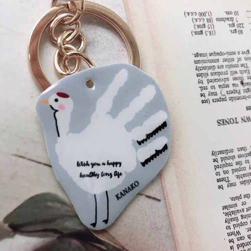 ☆たくあん☆ふくだみさんの証明写真キーホルダー&サイン入り手形色紙♪ 写真からもOK！手形キーホルダー 鶴さん キーホルダー リコピン