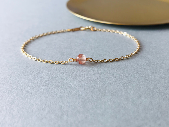 Nina◆オイルインクォーツブレスレット✧14kgf✧蛍光 再販！ 希少！✴︎マニカラン水晶✴︎一粒ブレスレット 14kgf ヒマラヤ