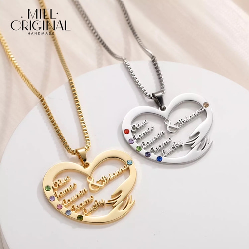 名入れ✨6箇所まで文字入れ可能 ハート バースデーストーン カスタム  