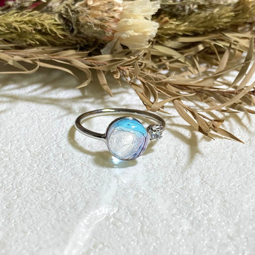 一点物 】～Ice lake～ ガラスナギット一粒リング 指輪・リング minuit