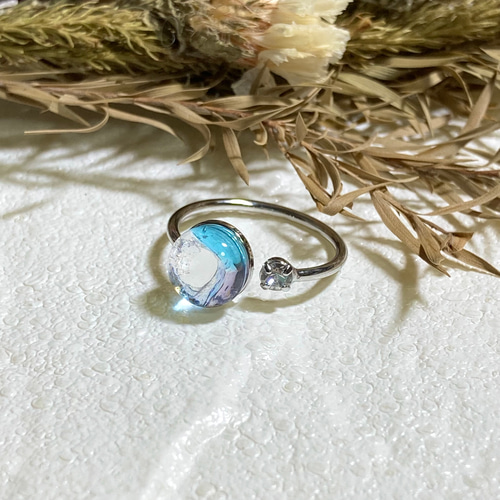 一点物 】～Ice lake～ ガラスナギット一粒リング 指輪・リング minuit